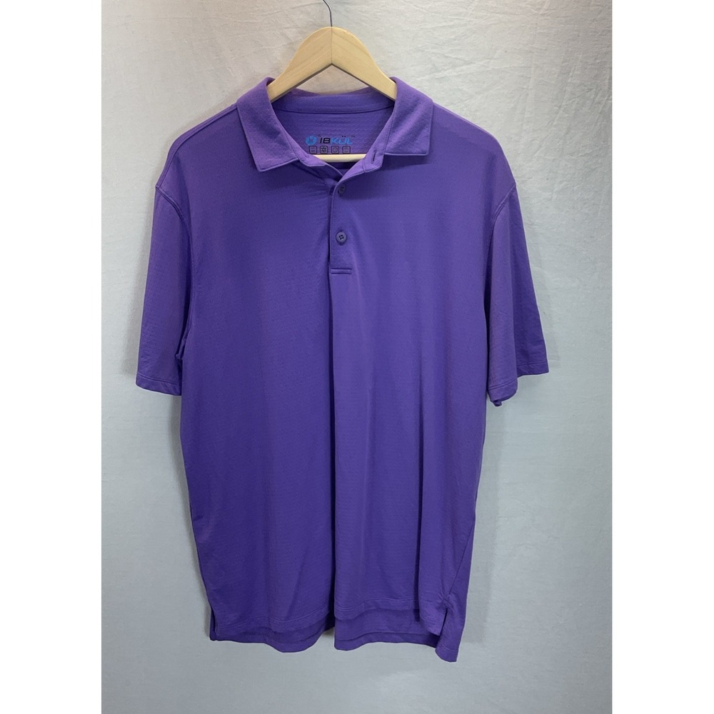 IBKUL Shirt Mens XL Purple Golf Polo Short Sleeve Stretch Button UPF 50 Texture